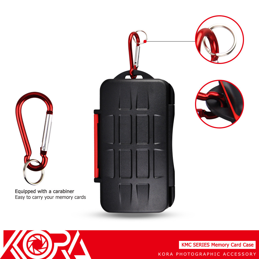 Water-Resistant 12 SD SDXC SDHC Memory Card Case Protector Holder with Carabiner