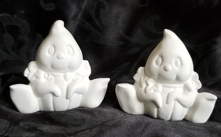 2 Pumpkin Belly Ghosts Ready to Paint Unpainted Ceramic Bisque
