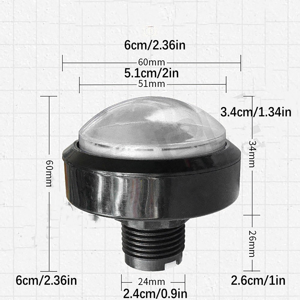 60mm White Arcade Round Push Button Illumilated 12V LED Light w/ Microswitch ss