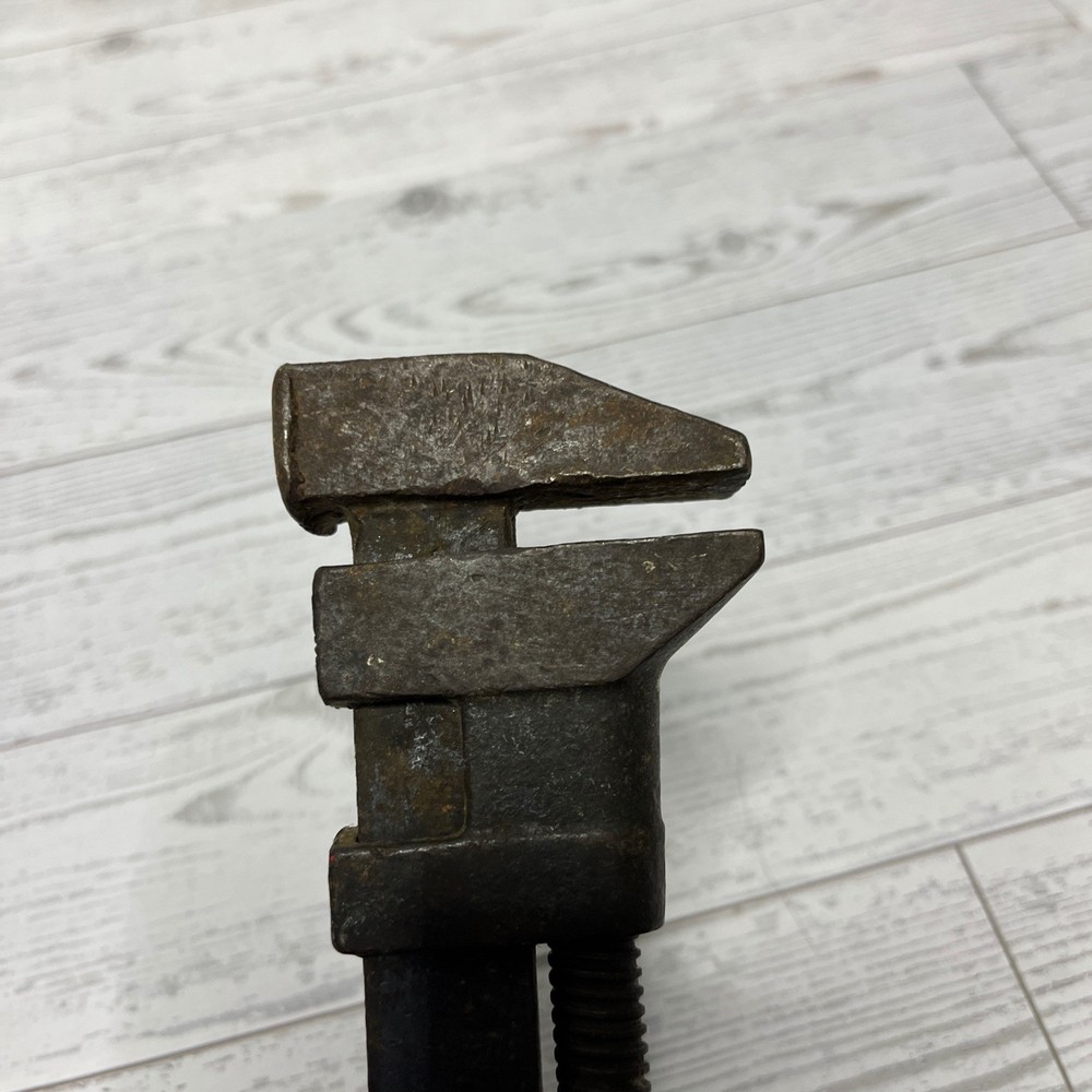 Vintage Adjustable Monkey Wrench Wooden Handle Rustic Tool