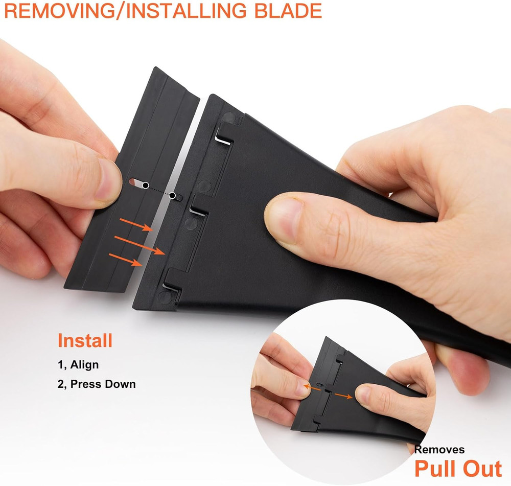 Plastic Razor Blade Scraper with 3 Inch Big Blade, 2 Pack Plastic Blade Scraper