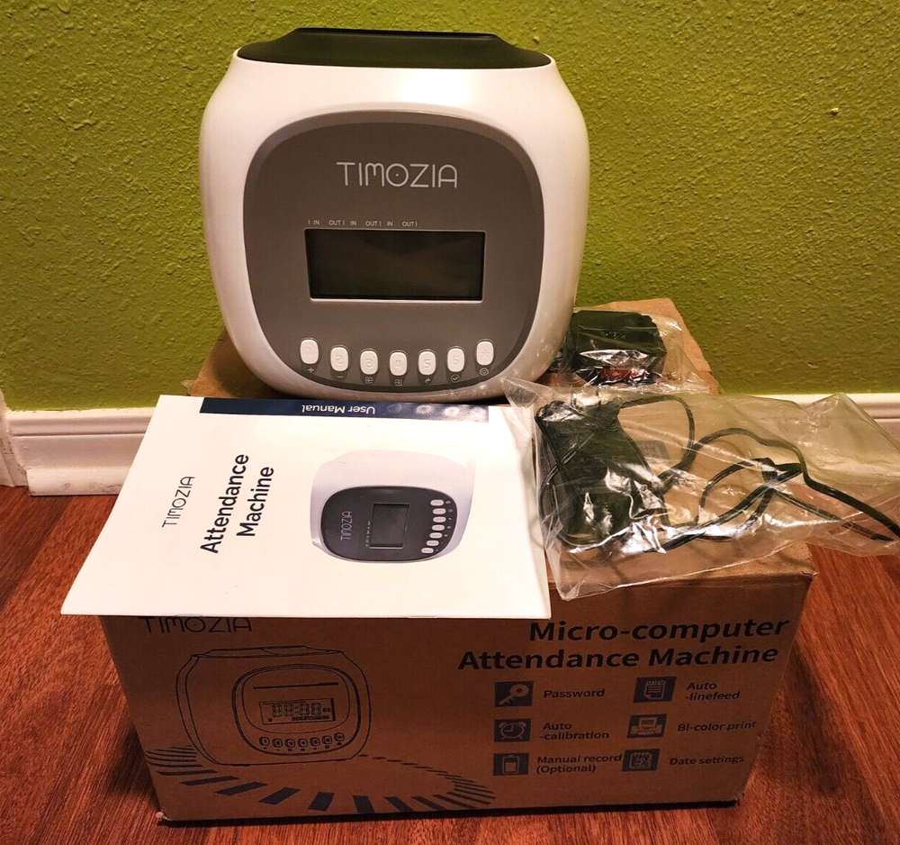 TIMOZIA Time Clock with Passcode, Auto-Align Time Card Machine, 6 Punches White