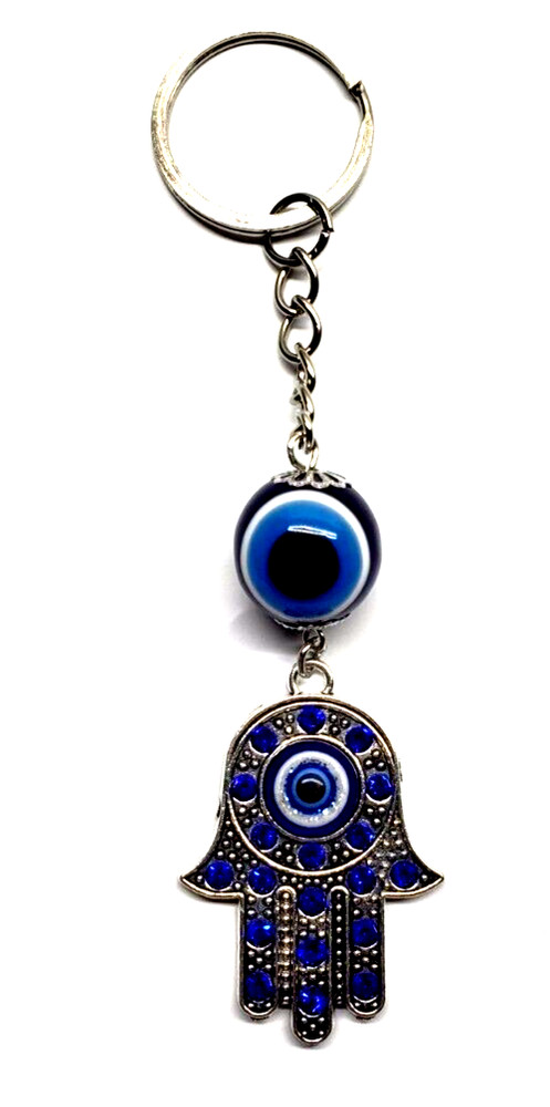 Evil Eye Palm Keychain Charm Hamsa Key Chain Ring - Blue