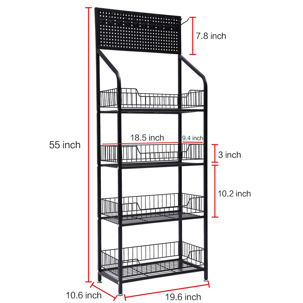 Retail Display Rack, Stand Storage Shelf, Fruit Vegetable Snack Storage Shelf
