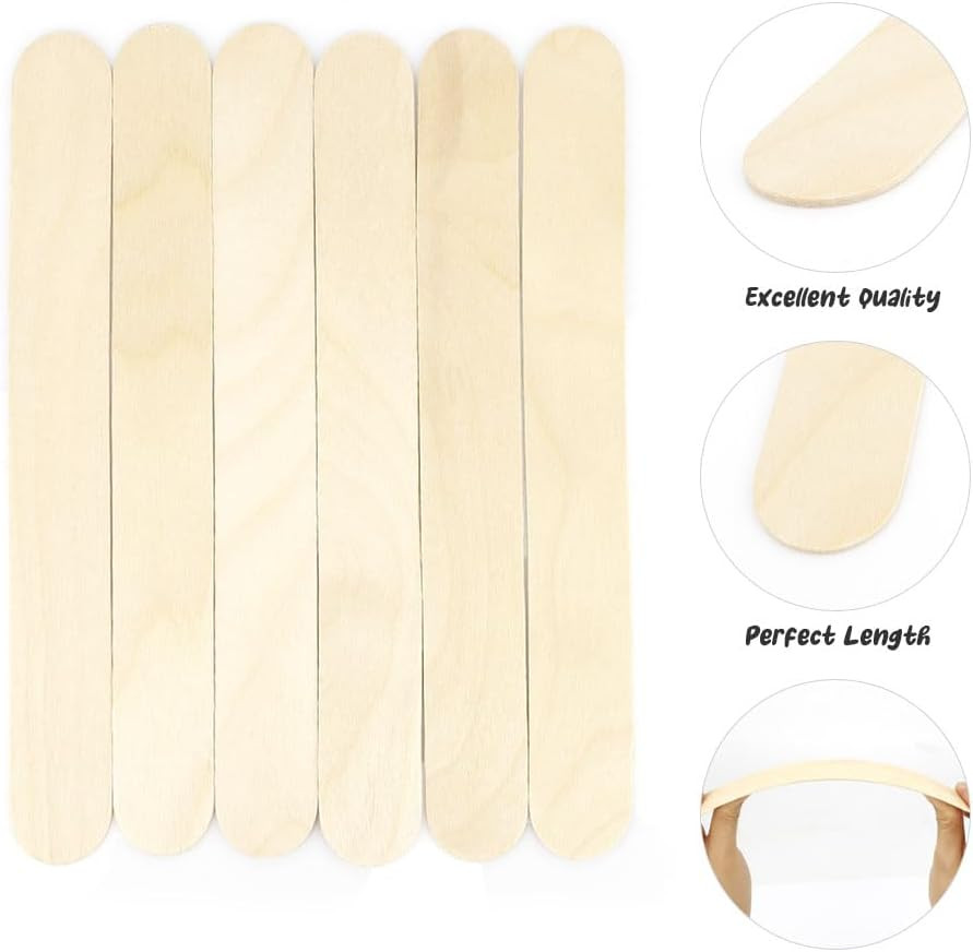 60 Pcs 8” Jumbo Popsicle Sticks for Crafts, Large Tongue Depressors Wood, Craft