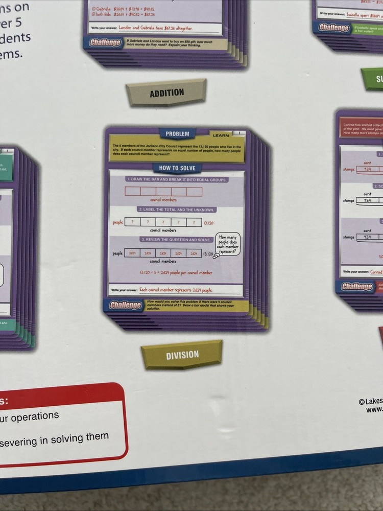 Lakeshore Bar Model Activity Cards Learning Step-By-Step Unused