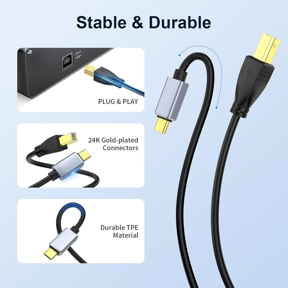 USB C MIDI Cable, Type C to USB 2.0 MIDI Interface Cable for Midi Controller, Ke