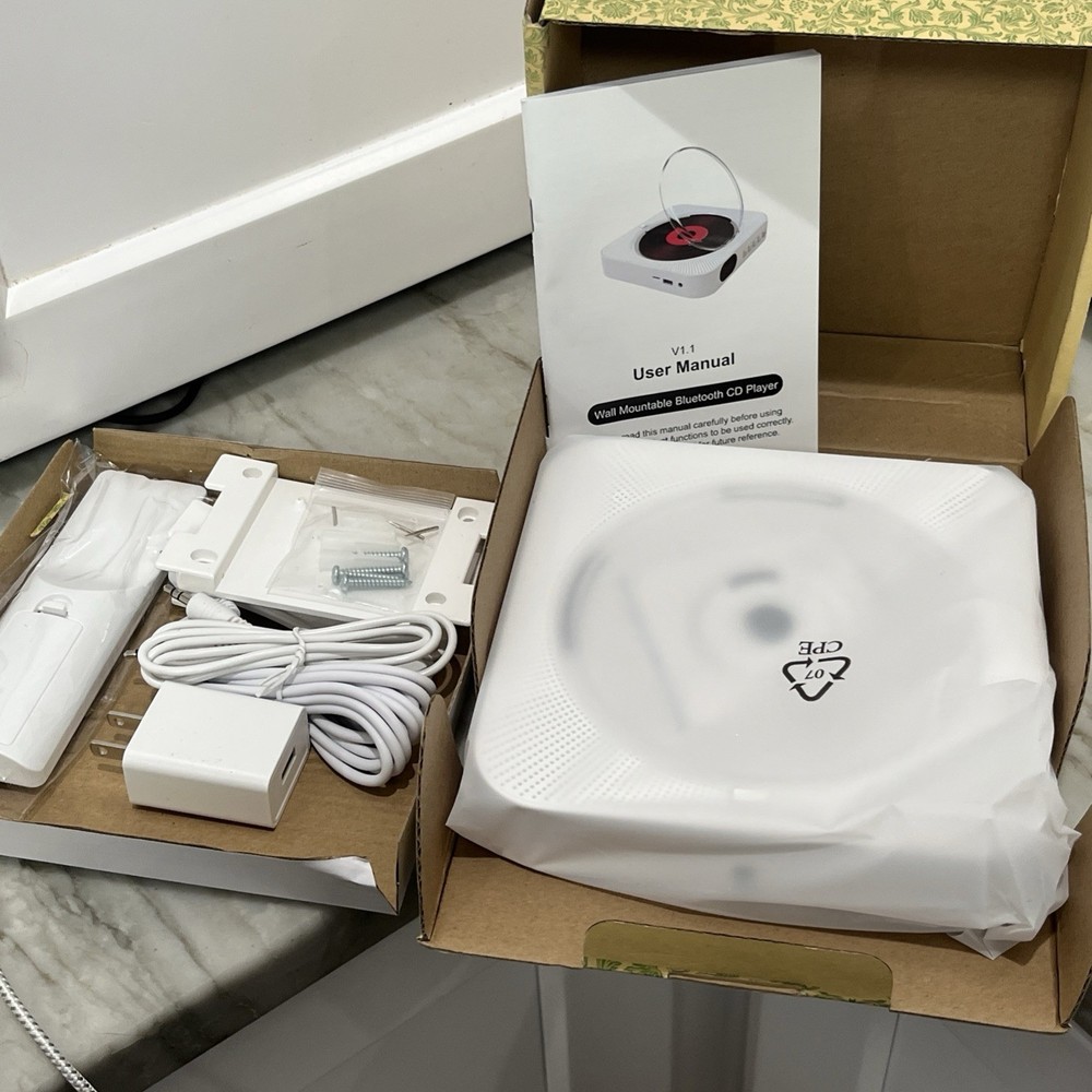 KC-808 CD Player Wall Mountable Bluetooth CD Player Speaker with Remote NEW