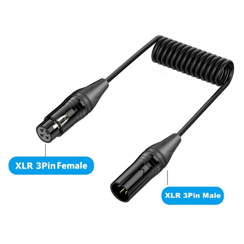 3Pin 3Pin Auditory Link Cable, Stretchable For Live Performances And Studio Use