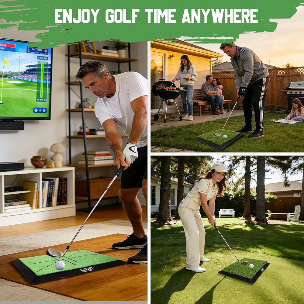 Golf Hitting Mat Training System, 3-in-1 Training Mats for Swing Path Feedbac...