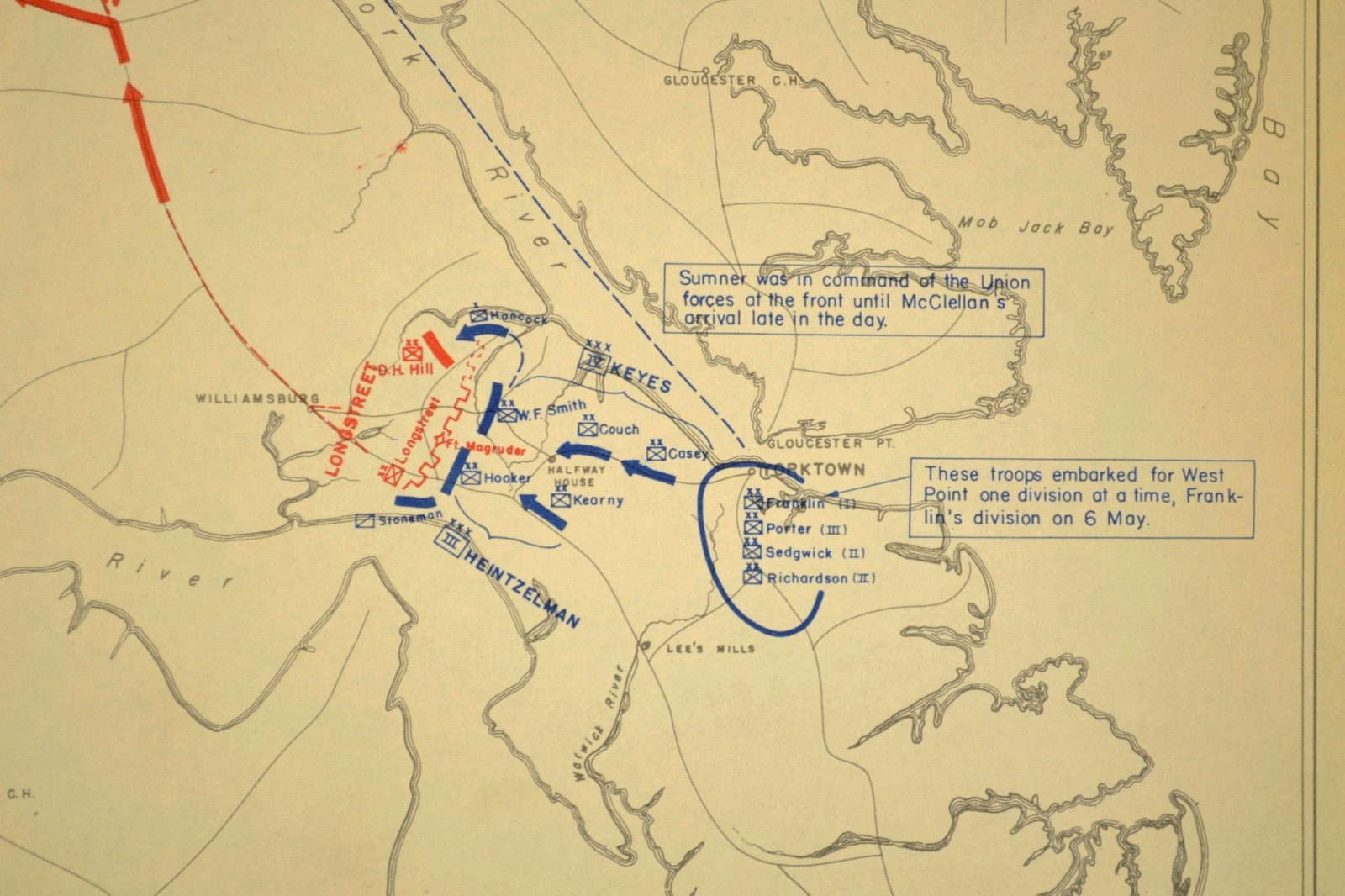 Battle of Williamsburg Map Virginia May 5th 1862 Confederate Retreat to Richmond