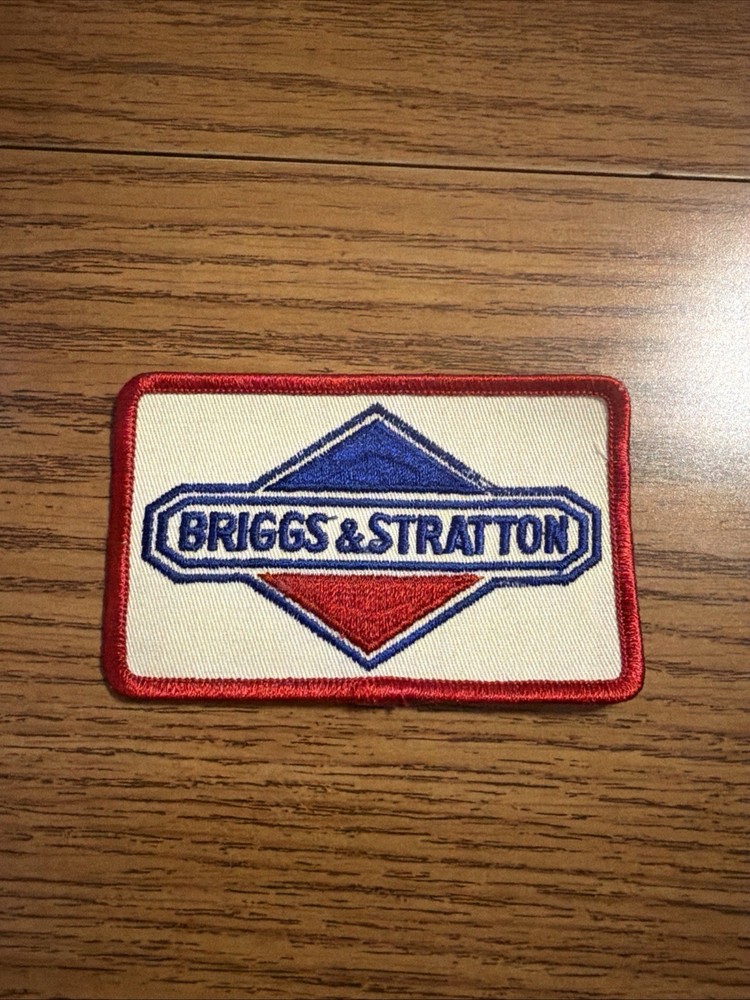 VINTAGE BRIGGS & STRATTON EMBROIDERED PATCH - BLUE ON TOP - RED ON BOTTOM