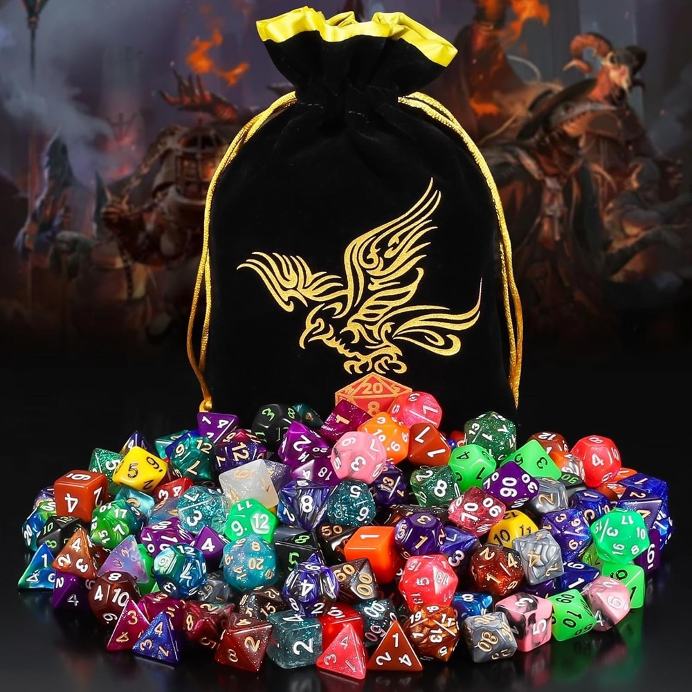 Complete 30 Sets Polyhedral Dice Collection with Large Drawstring Bag - 210pcs