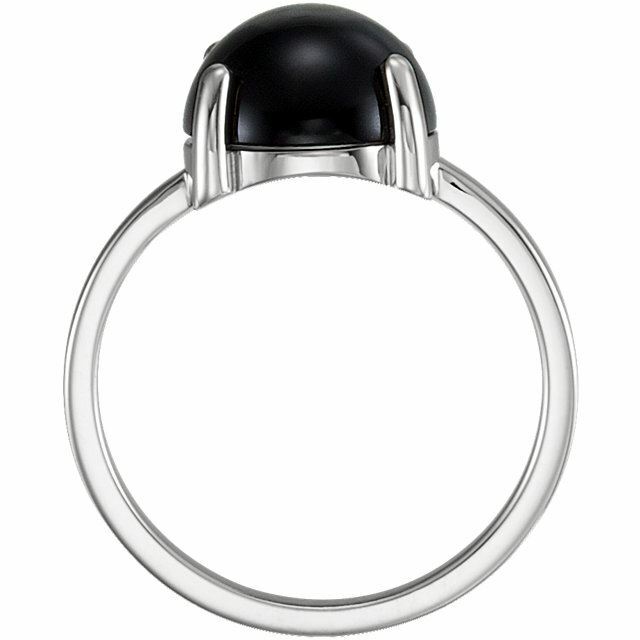 Sterling Silver Round Cabochon Cut Solitaire Ring Setting - Classic Style Ring M