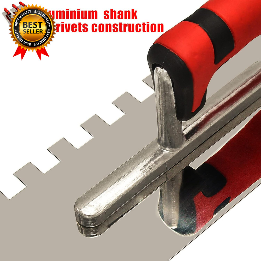 Tile Tools Stainless Steel Square Notched Trowel Set 3 PC