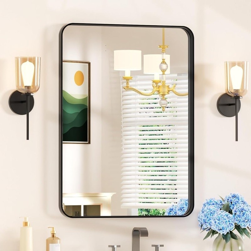 Rectangular Flat Frame Mirror Anti-Oxidation Coating Versatile Wall Mount Decor