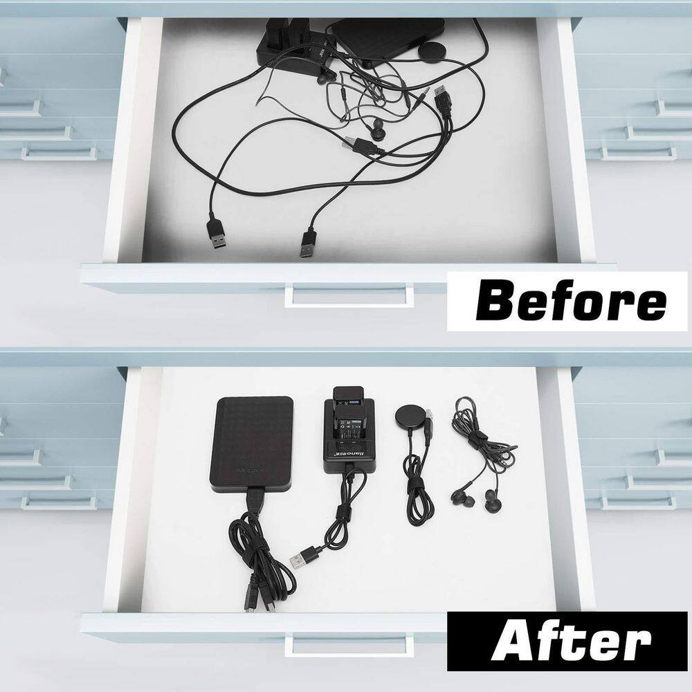 Reusable Cable Ties Multi-Purpose Cable Management Hook and Loop Straps Black 15