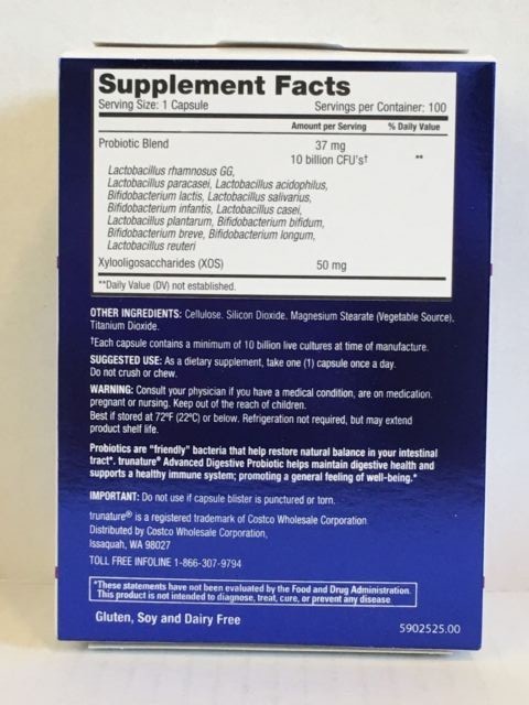 trunature ADVANCED DIGESTIVE PROBIOTIC 100 Capsules