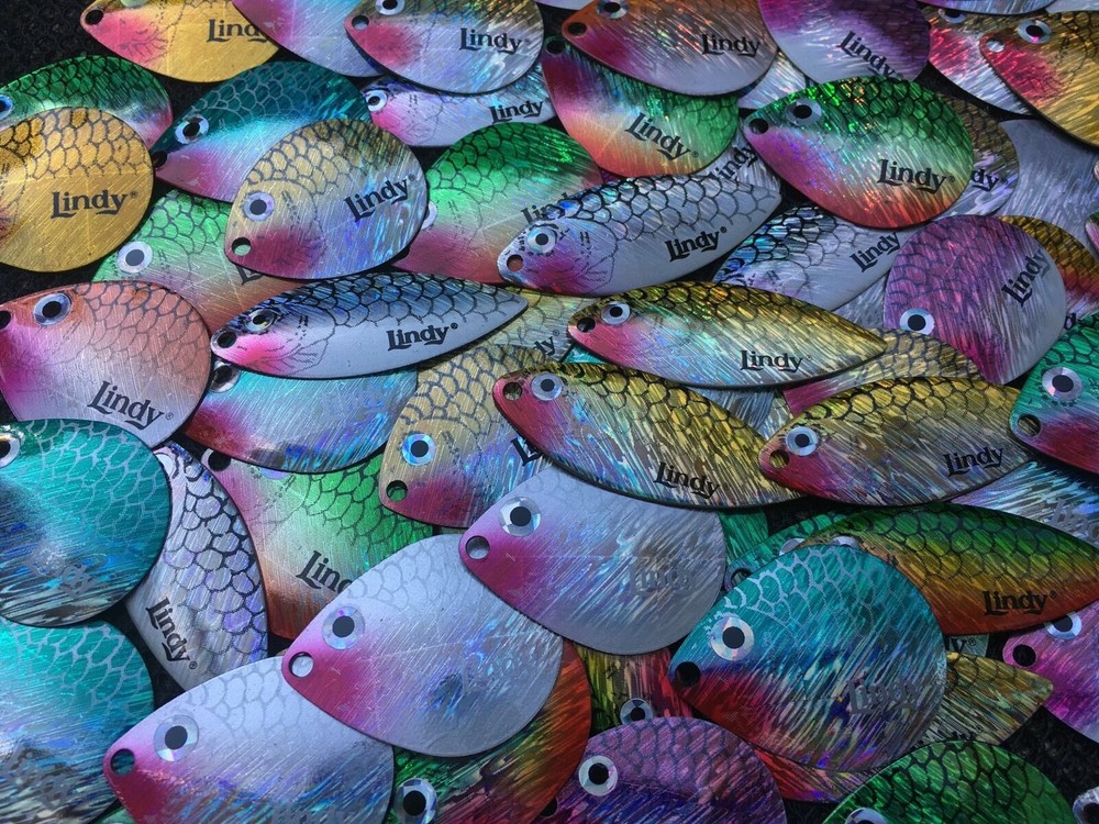 75 Assorted Premium Lindy Spinner Blades for Walleye Harness Spinner Rigs Bait