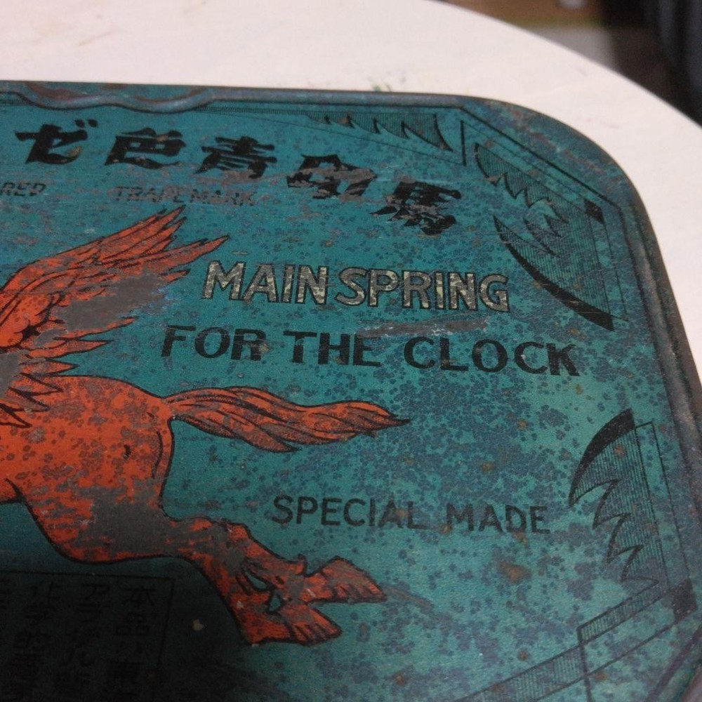 Showa retro blue spring can tin case