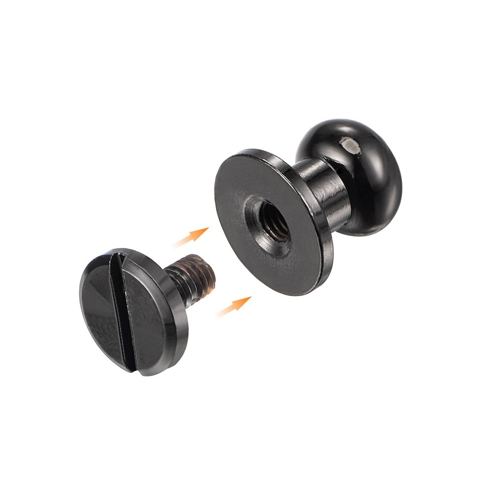 5 Set 8mm Solid Brass Round Head Lock Screw Rivets Pin Fixing, Black