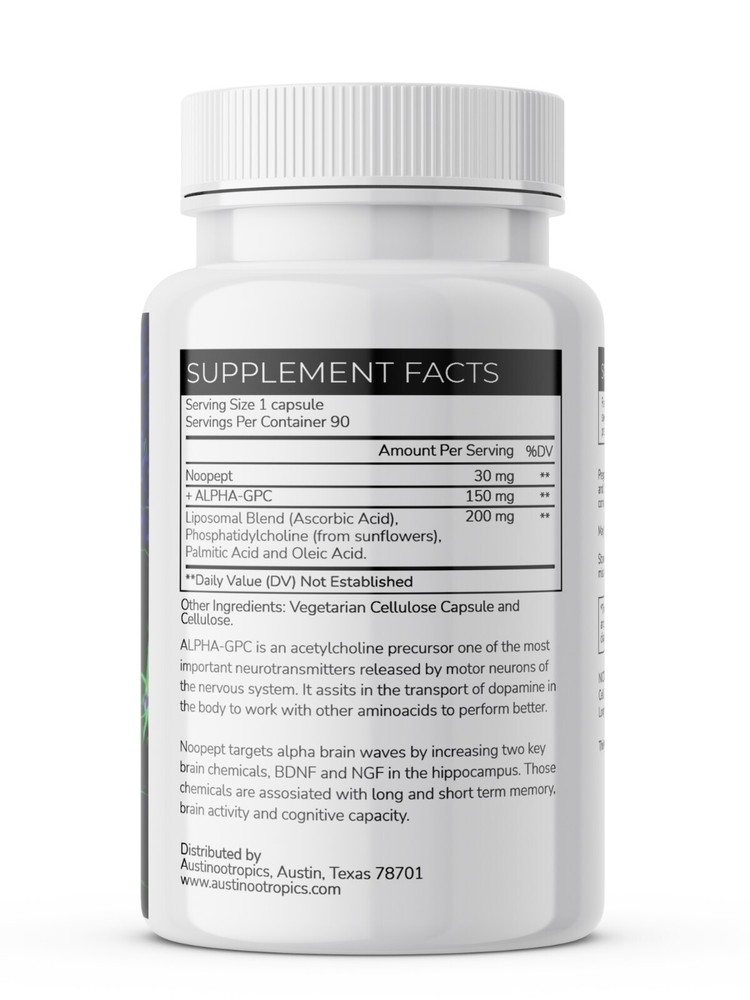 Liposomal Noopept + ALPHA-GPC Stack 90 Premium Capsules