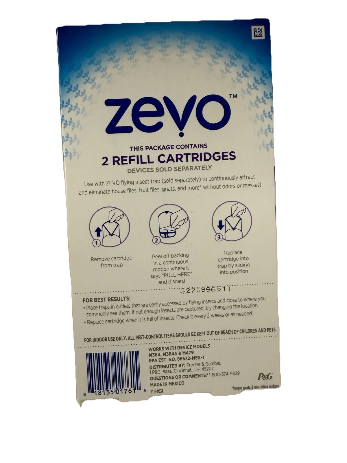 Zevo Flying Insect Trap Refill Cartridges, Bug Trap(4 Refill Cartridges)