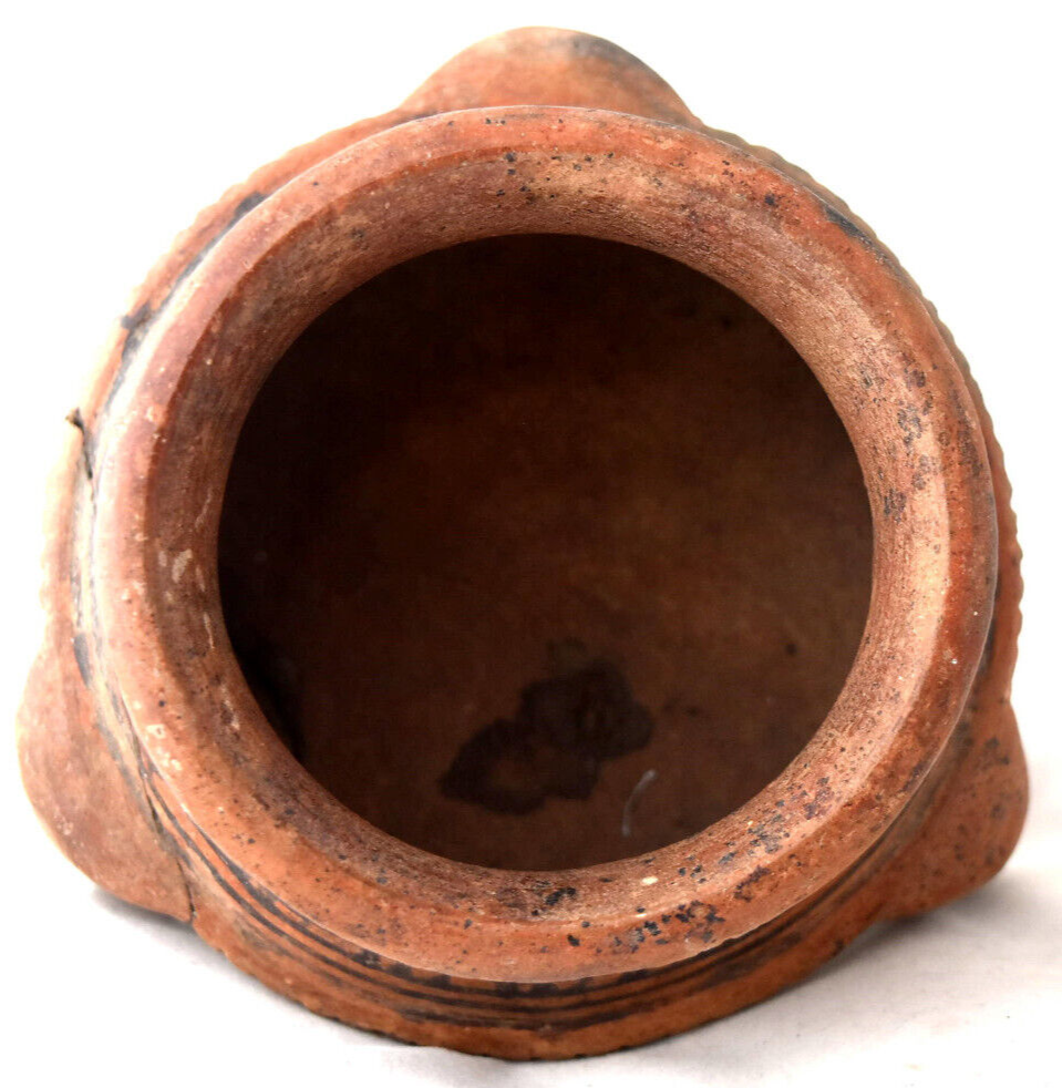 Ancient Authentic Pre Columbian Rattle Tripod Vessel