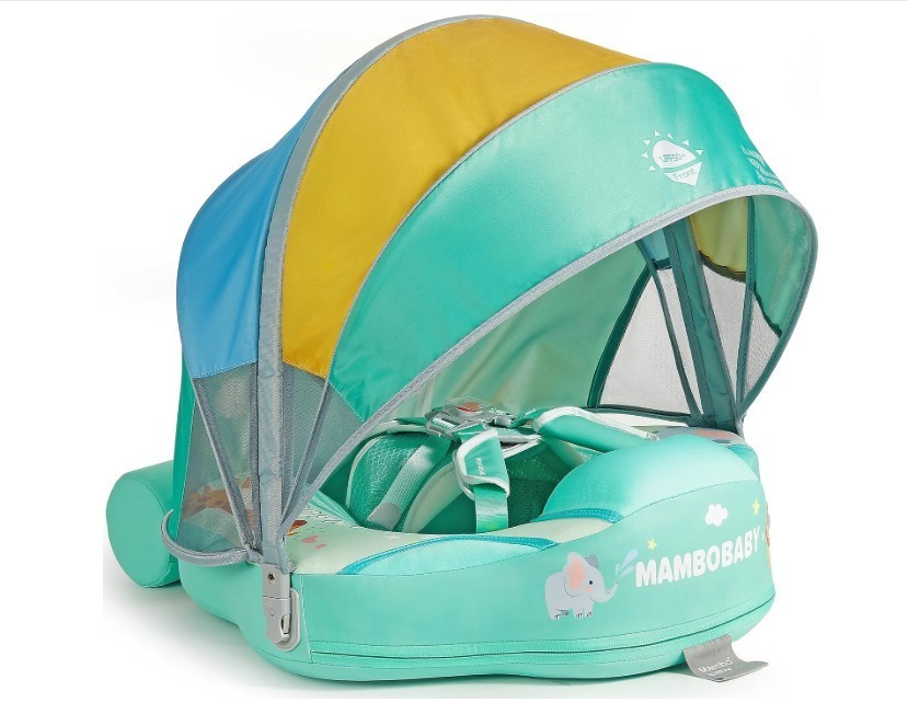 Mambobaby Float with Bed Mesh and Canopy Non Inflatable Infant Pool Float Smart