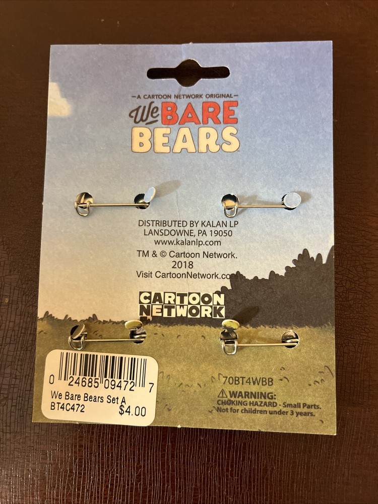 We Bare Bears Cartoon Network 4 Piece Button Set
