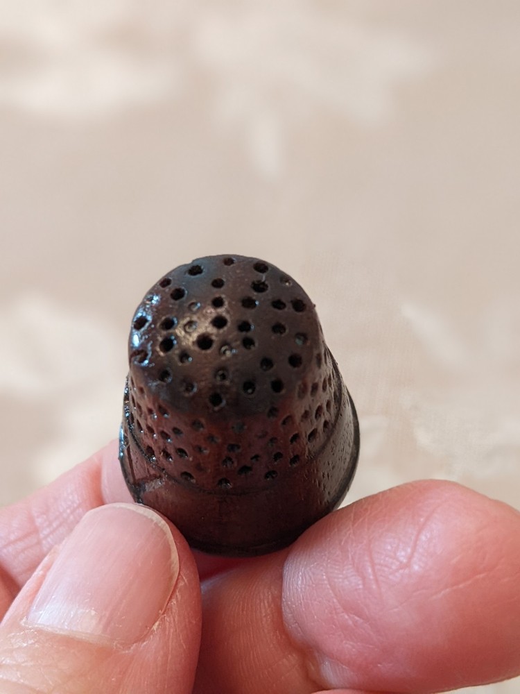 Antique Wooden Thimble, Initials MW