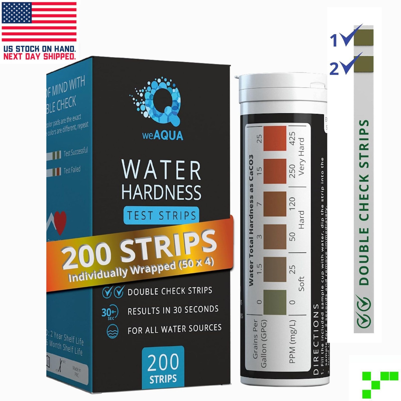 Water Hardness Test Kit 200 Strips Drinking Tap Pool Spa 0-25 gpg 0-425 ppm