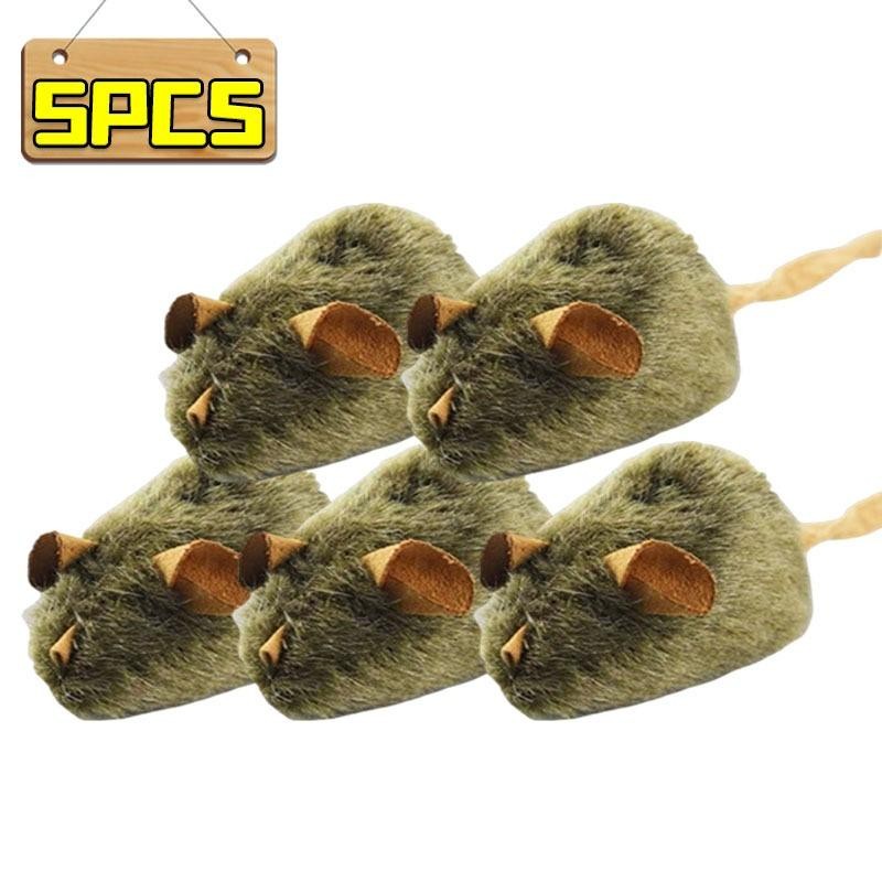 1/5pcs Interactive Mouse Plush Cat Chew Toy Squeaky Imitation Mice Bite-resistan