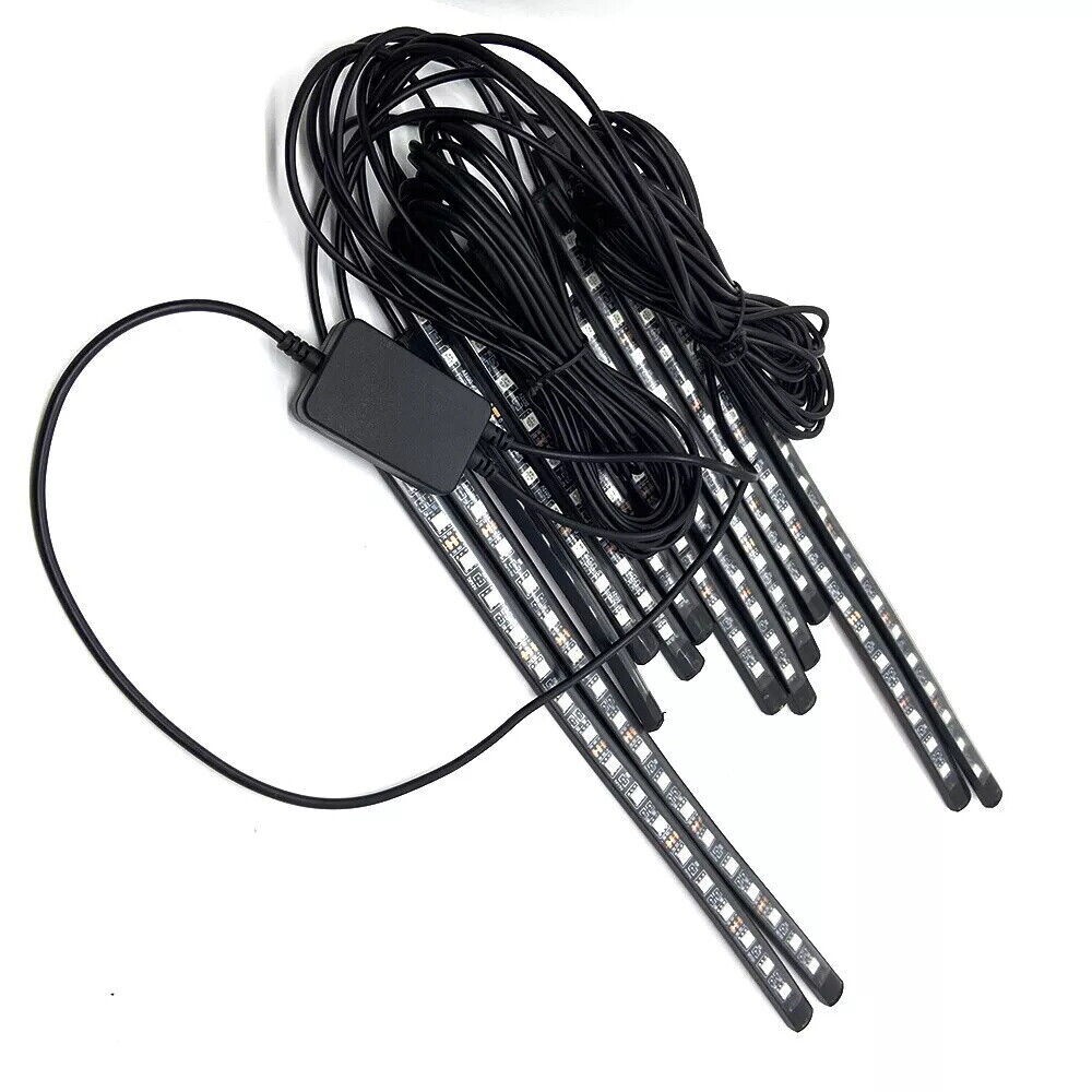 12PC RGB Bluetooth Motorcycle LED Light Under Glow Neon Strip Remote Control Kit