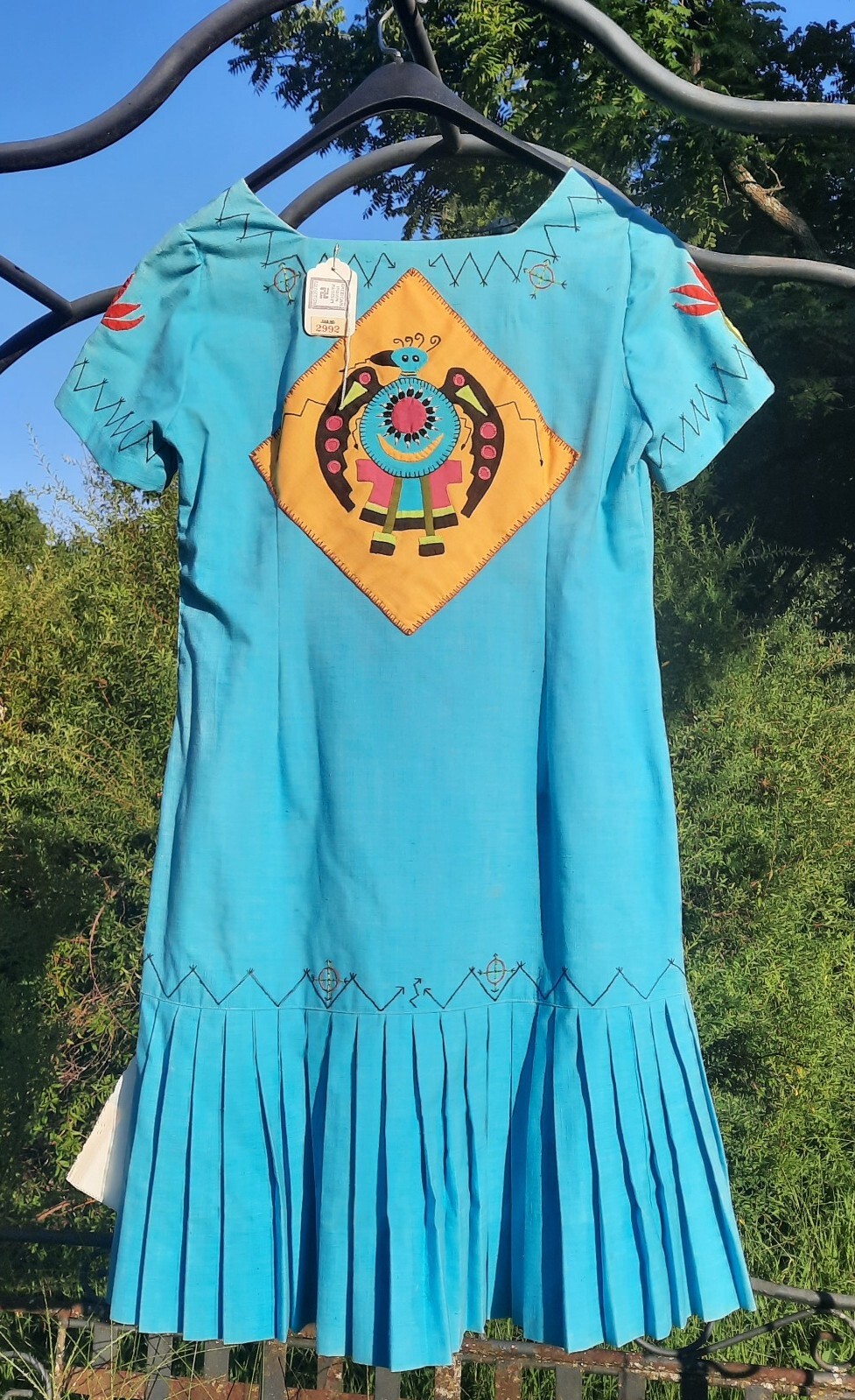 Vtg Authentic Seminole Indian 1930s Dress Handmade Stitched Blue Native American