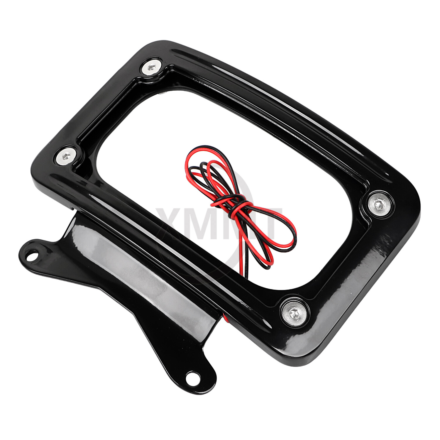 Black Curved License Plate Frame w/ LED Light For Harley Street Road Glide 10-23