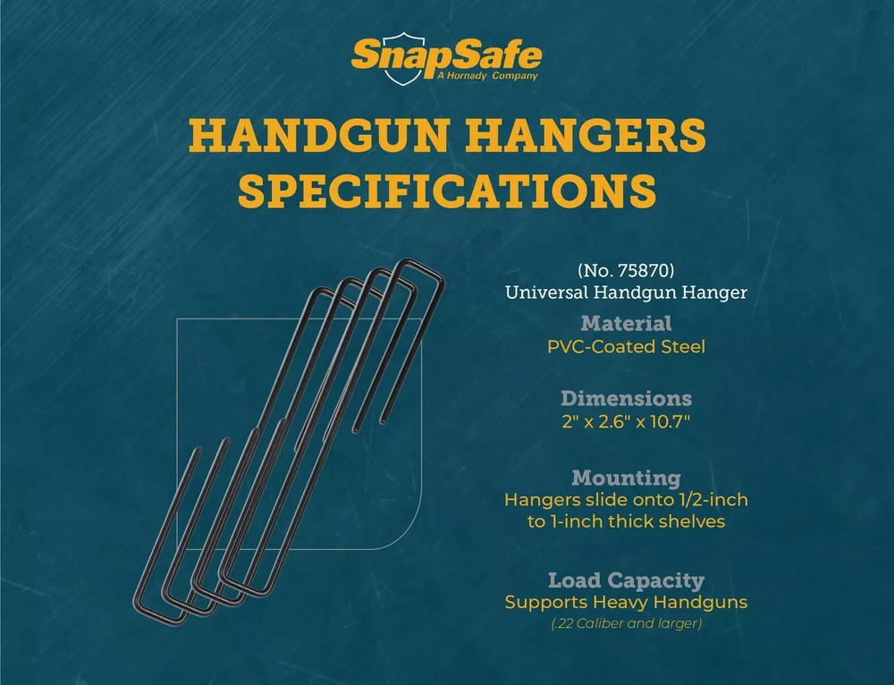 SnapSafe .22 Caliber Handgun Hangers (4 Pack)