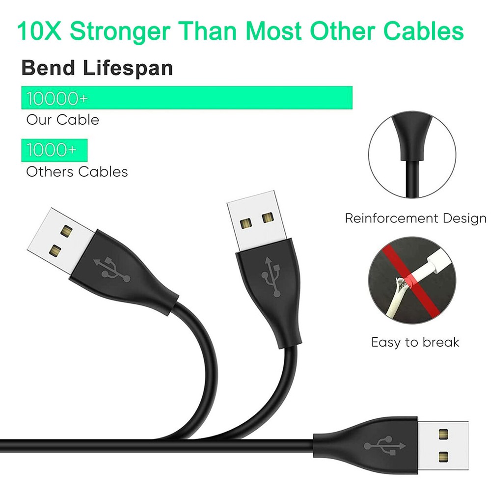 2Pack USB Charger Charging Cable Replacement 50cm Cord for Fitbit Luxe /Charge 5