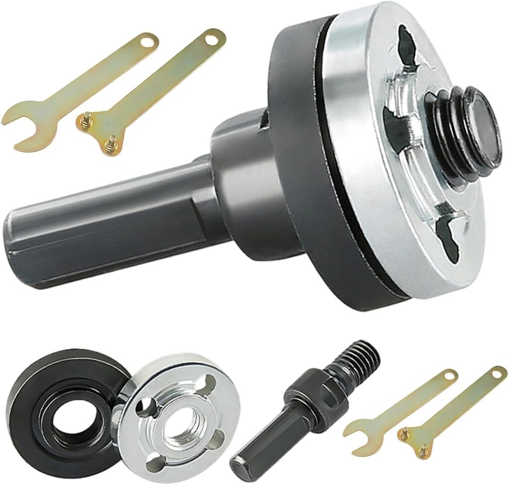 Drill Angle Grinder Adapter with Flange Nut Parts Set Wrench Conversion Tool