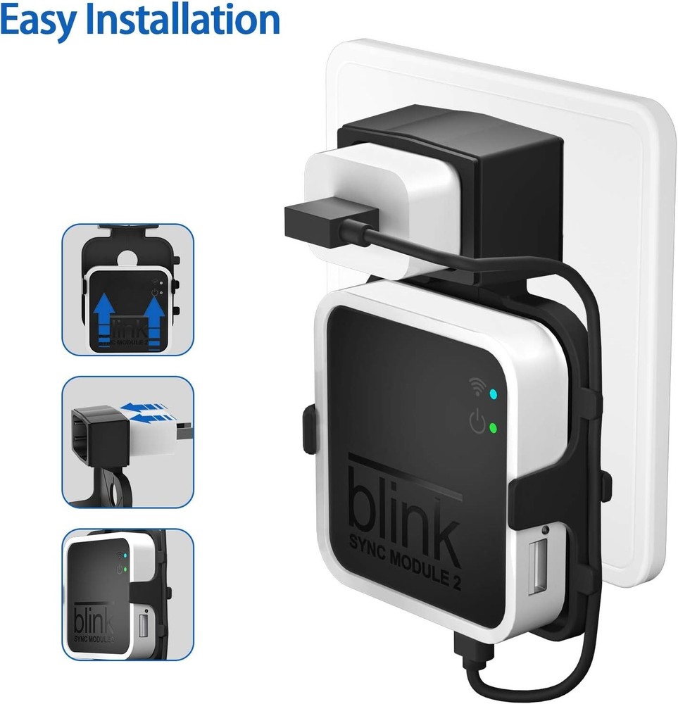 Secure Outlet Mount for Blink Sync Module 2 - Custom Cable & Damage-Free Design