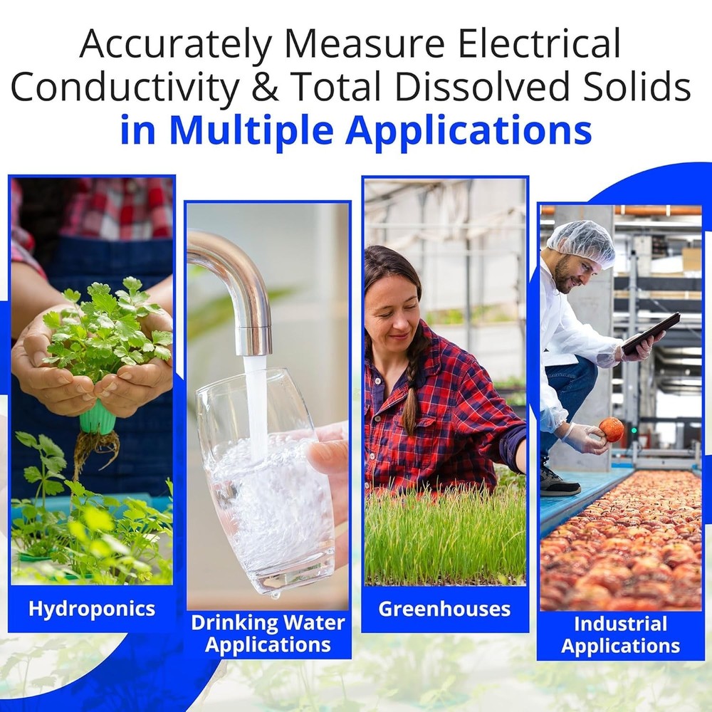 Fully Waterproof Conductivity Meter with Temperature and Nutrient Measurement