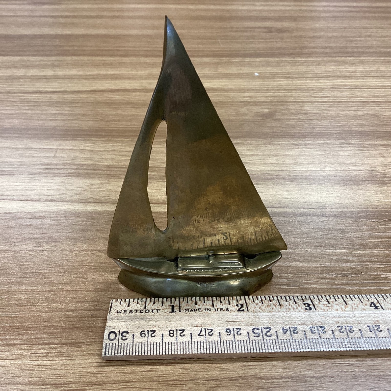 Vintage Decorative Collectible Solid Brass Sail Boat Figurine Sculpture