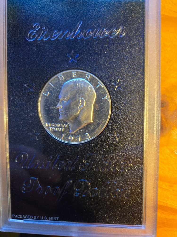 1973 s eisenhower silver dollar proof 40% Silver Brown Box no COA.
