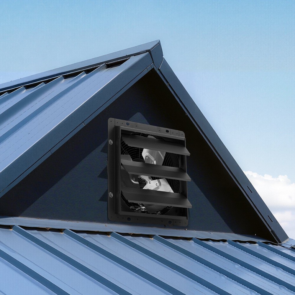 10in 1000CFM Wall Mount Attic Fan with Smart Speed Control & Timer, Black
