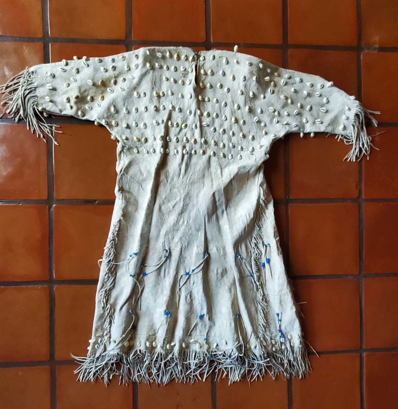 Antique OLD Native American plains Indian womans dress hide 19th c.