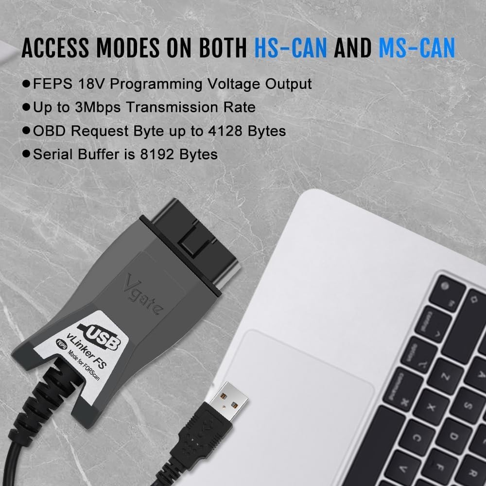 Vgate vLinker FS USB OBD2 to USB Car Diagnostic Tool Code Reader for FORScan OBD