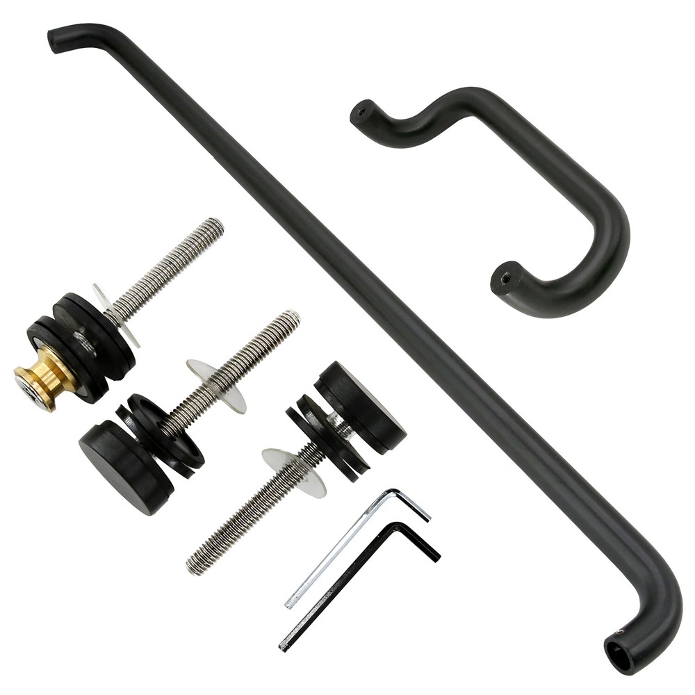 Solid Aluminum Round Combination Door Push Bar and Pull Handle Set - 10" x 33"