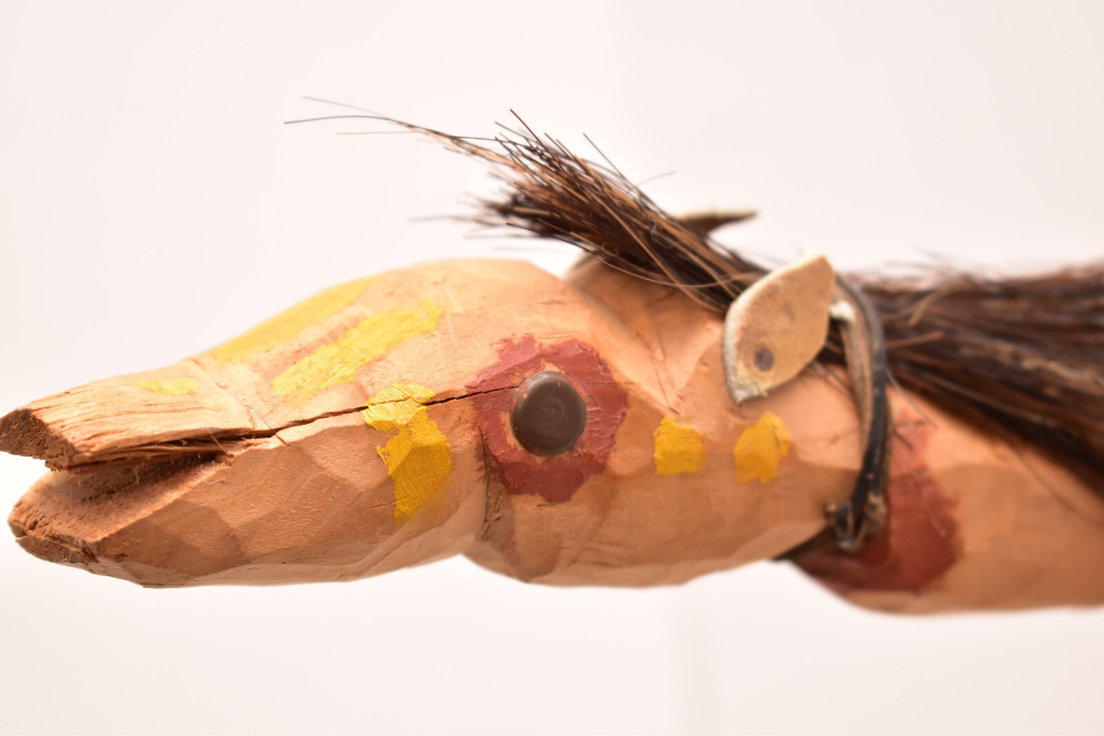 VTG FIGURAL horse Native American Sioux Talking Ceremonial Stick Hand Carved