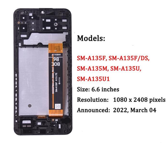 Replacement For Samsung Galaxy A13 LTE 4G A135F LCD Touch Screen Digitizer Frame