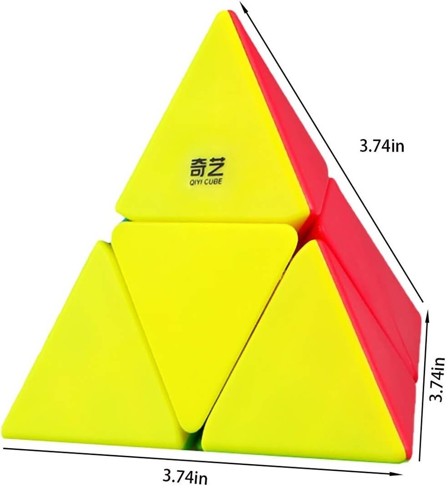 2 Pack Speed Cube Set 2x2x2 Pyramid Magic Cube Puzzle Toys Stickerless